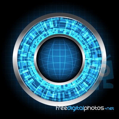 Abstract Technology Digital Circle With Globe  Illustratio Stock Image