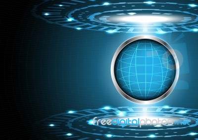 Abstract Technology Digital Circle With Globe Stock Image