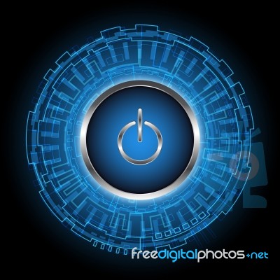 Abstract Technology Digital Circle With Power Button  Illu Stock Image