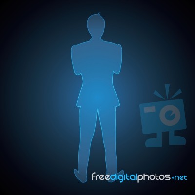 Abstract Technology Of Businessman Back View Standing Stock Image