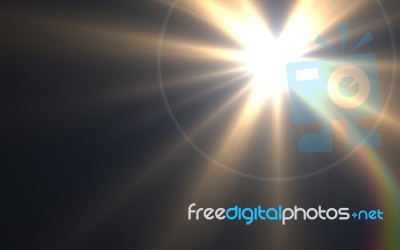 Abstract Thick Lens Flare Light Over Black Background Stock Image