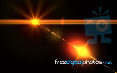 Abstract Thick Lens Flare Light Over Black Background Stock Image