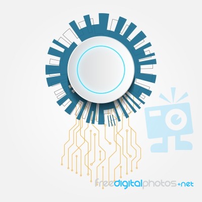 Abstract White Futuristic Technology Circle With Circuit  Stock Image