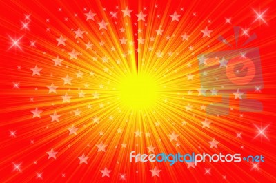 Abstract With Gold Stars On Red Background Stock Image