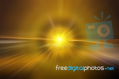 Abstract Yellow Background, Beautiful Rays Of Light Stock Photo