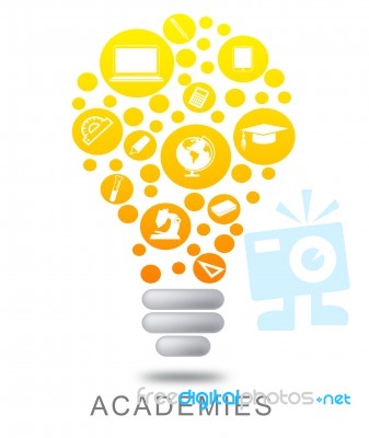 Academies Lightbulb Represents Colleges Institutes And Schools Stock Image