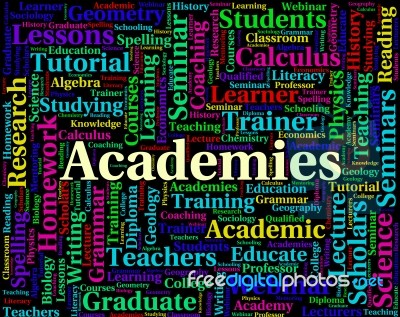 Academies Word Indicates Naval Academy And College Stock Image