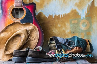 Accessories For Trip On Wooden Stock Photo