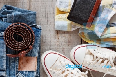 Accessories On The Wooden Stock Photo