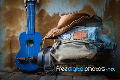 Accessories Used In  Basket Stock Photo