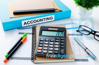 Accounting 2017 With Calculator Stock Photo