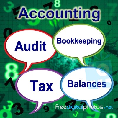 Accounting Words Means Balancing The Books And Auditor Stock Image