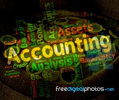 Accounting Words Represents Balancing The Books And Accountant Stock Image