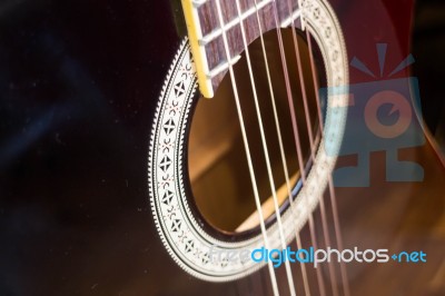 Accoustic Guitar In The Room Stock Photo