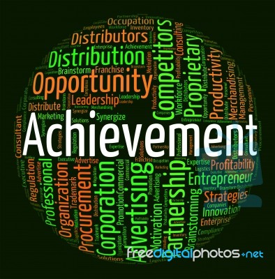 Achievement Word Means Achieving Wordcloud And Attainment Stock Image