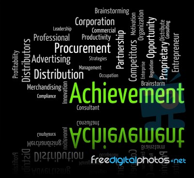 Achievement Word Represents Attainment Words And Victory Stock Image