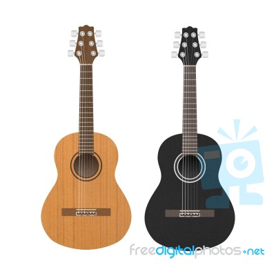 Acoustic Classic Guitar Is Brown And Black Color Stock Image