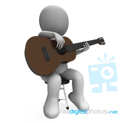 Acoustic Guitar Character Shows Guitarist Music And Performance Stock Image