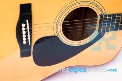 Acoustic Guitar On White Background Stock Photo