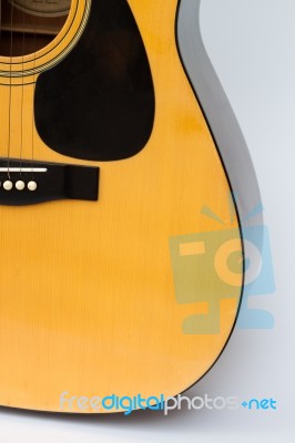 Acoustic Guitar On White Background Stock Photo