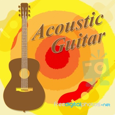 Acoustic Guitar Shows Rock Guitarist And Music Stock Image