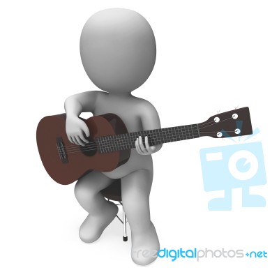 Acoustic Guitarist Character Shows Guitar Music And Performing Stock Image