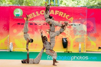 Acrobatic Kenya Show In Dusit Zoo, In The July 27, 2016. Bangkok Thailand Stock Photo