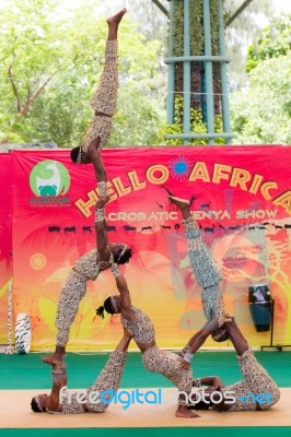 Acrobatic Kenya Show In Dusit Zoo, In The July 27, 2016. Bangkok Thailand Stock Photo