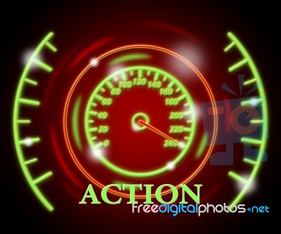 Action Gauge Represents Do It And Acting Stock Image