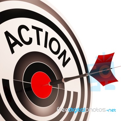 Action Means Acting Or Proactive Stock Image