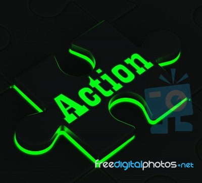 Action Puzzle Showing Motivation And Activism Stock Image