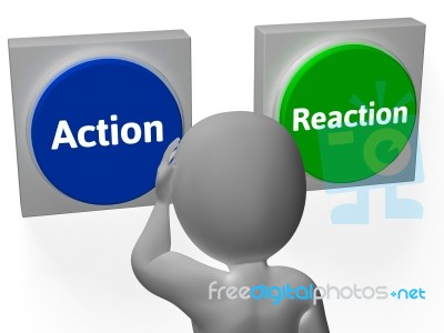 Action Reaction Buttons Show Control Or Effect Stock Image