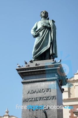 Adam Mickiewicz Monument In Krakow Stock Photo