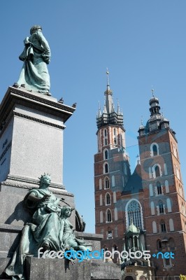 Adam Mickiewicz Monument In Krakow Stock Photo