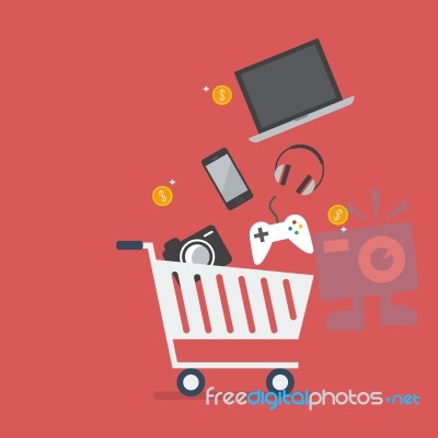 Add Gadgets To Cart Stock Image