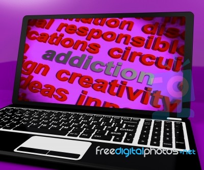 Addiction Screen Means Obsession Enslavement Or Dependence Stock Image