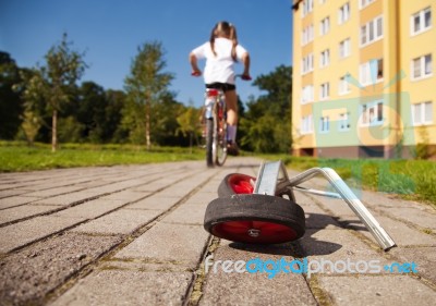 Additional Wheels To The Bike Stock Photo