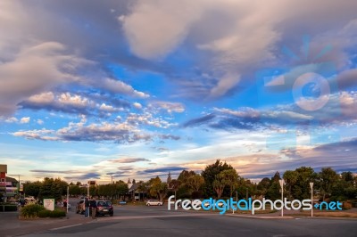 Admiring The Evening Sky At Te Anau Stock Photo