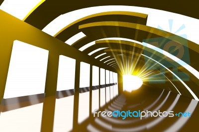 Ads On Gold Path Away Stock Image