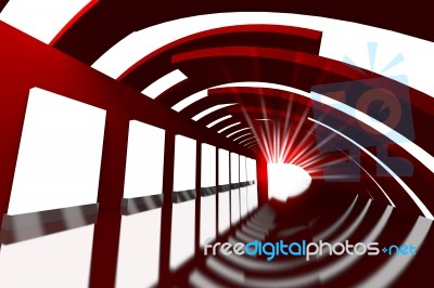 Ads On Red Path Away Stock Image