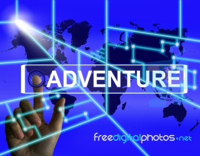 Adventure Screen Represents International Or Internet Adventure Stock Image