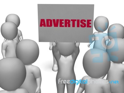 Advertise Board Character Means Product Presentation Or Marketin… Stock Image