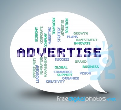 Advertise Bubble Shows Dialog Promotion And Advertising Stock Image