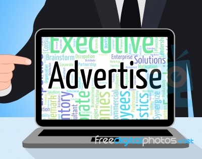 Advertise Word Indicates Advertisement Adverts And Text Stock Image