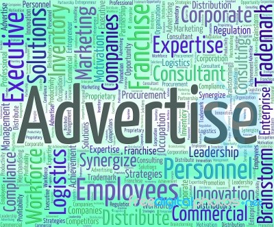 Advertise Word Indicates Advertising Promotion And Ads Stock Image