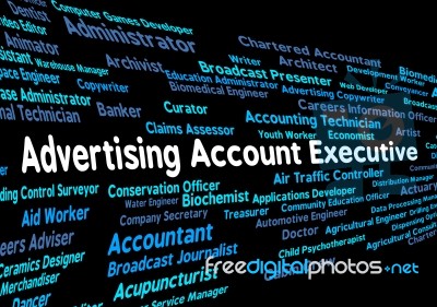 Advertising Account Executive Indicating Senior Manager And Promotional Stock Image