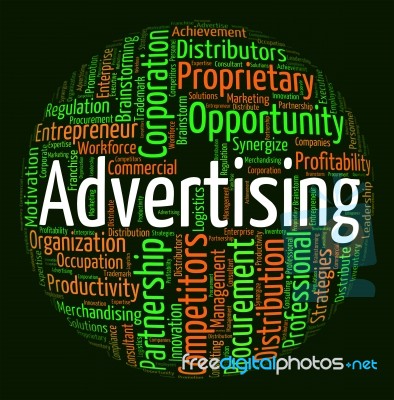 Advertising Word Means Wordcloud Words And Adverts Stock Image