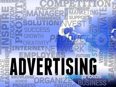 Advertising Word Shows Promote Advertisments And Ads Stock Image