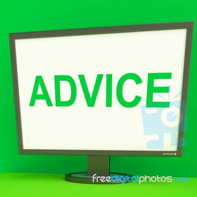 Advice Screen Means Guidance Advise Recommend Or Suggest Stock Image