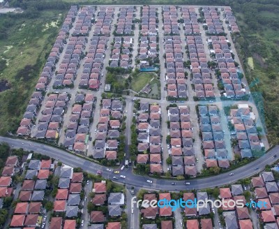 Aerail View Of Home Village And Real Estate Business In Bangkok Thailand Stock Photo